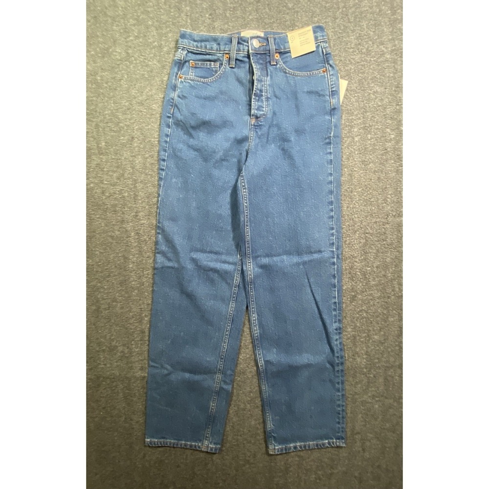 Universal Thread Highest Rise Straight Jeans Blue Button Front Size 4 NWT